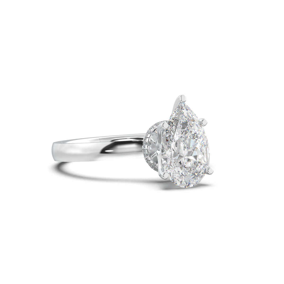 Pear Hidden Halo Engagement Ring