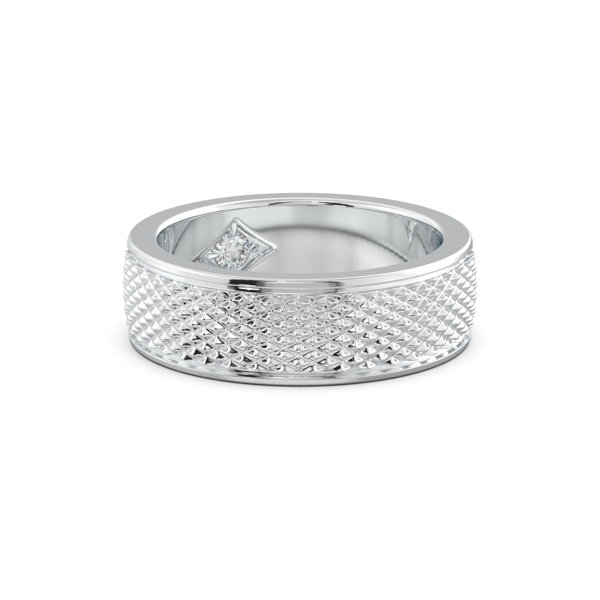 Diamond-Cut Textured Men's Wedding Band