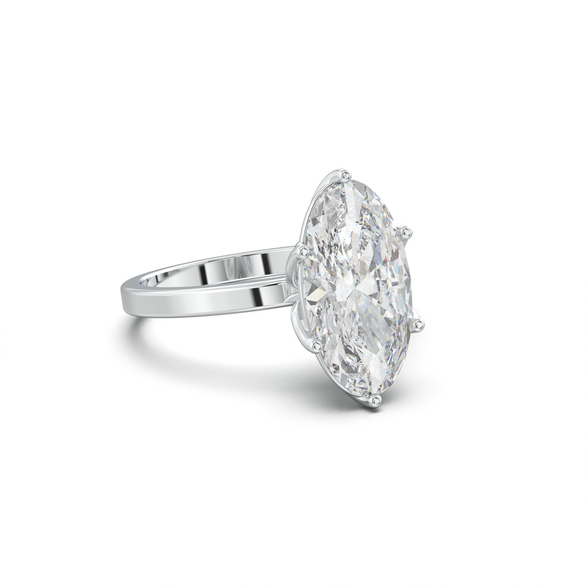 Oval Diamond-Accent Gallery Engagement Ring