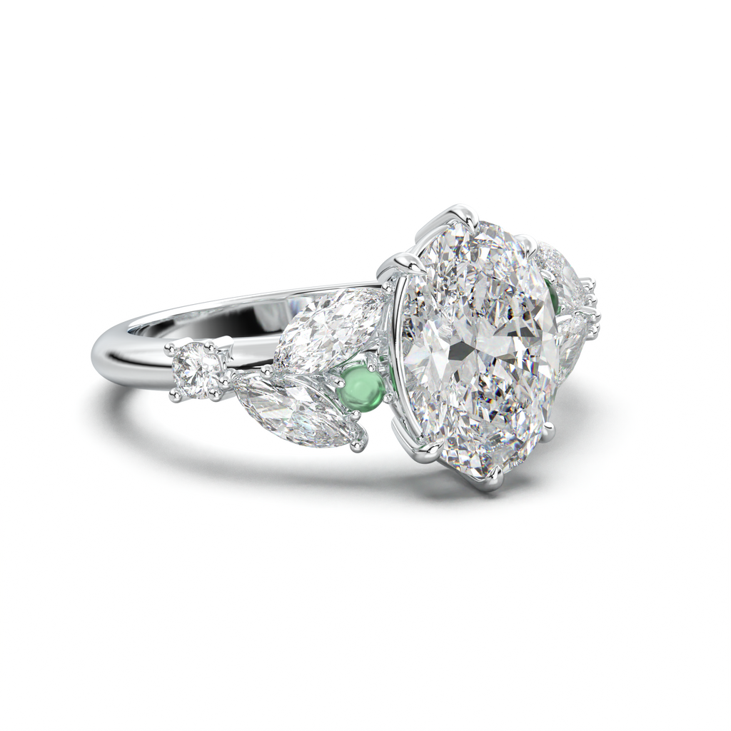 Oval Marquise-Accent Engagement Ring