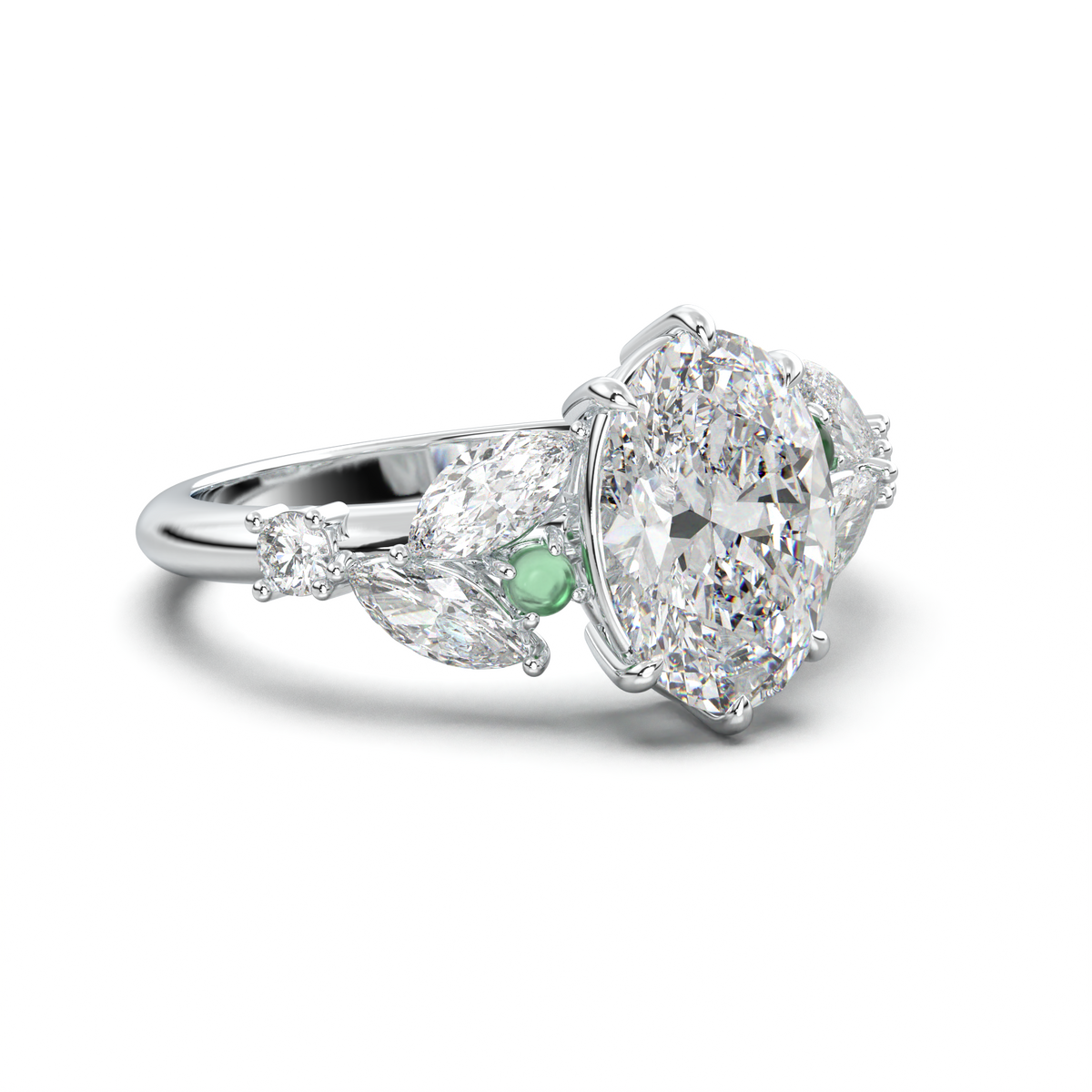 Oval Marquise-Accent Engagement Ring