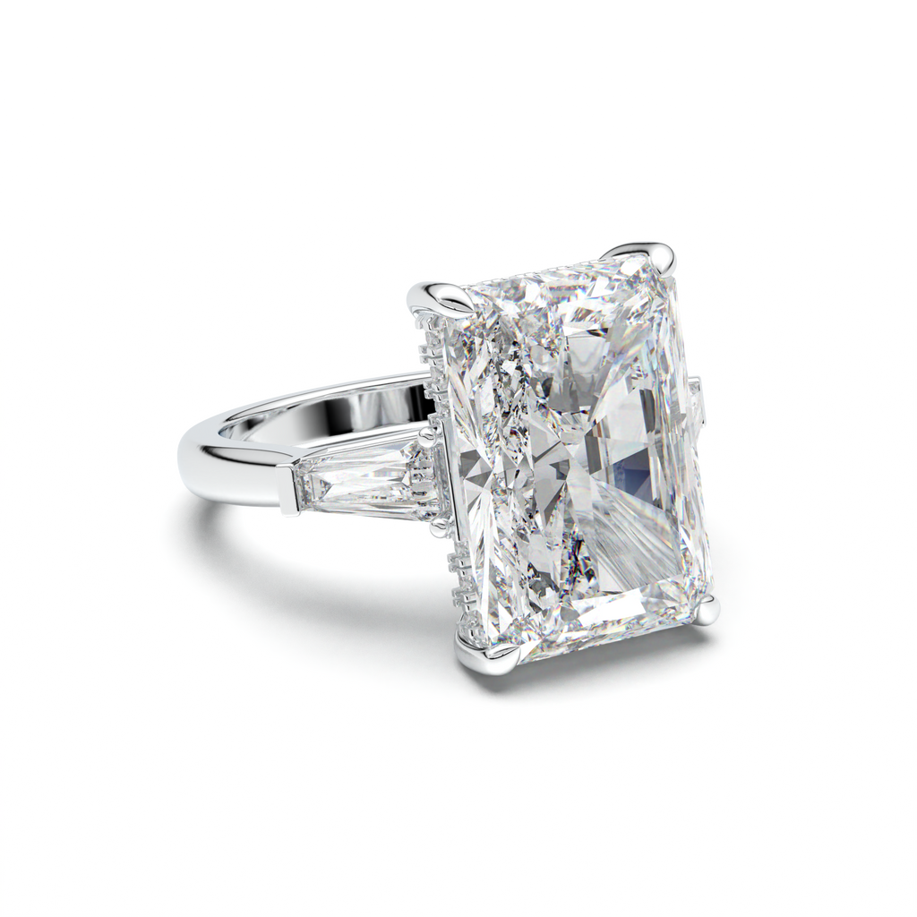 Radiant Baguette Hidden Halo Engagement Ring