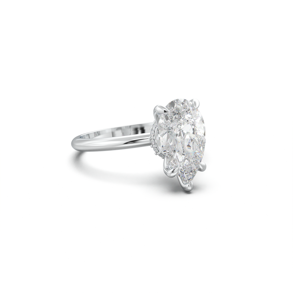 Pear Hidden Halo Engagement Ring
