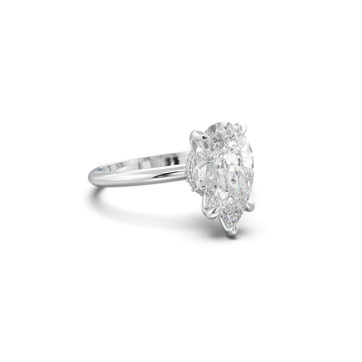 Pear Hidden Halo Engagement Ring