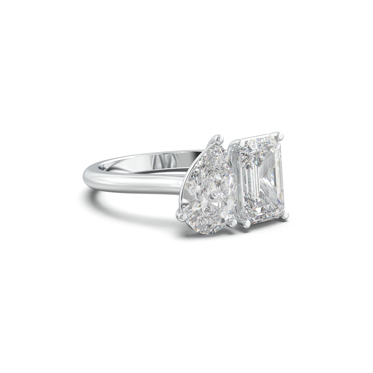 Pear & Emerald Toi et Moi Engagement Ring