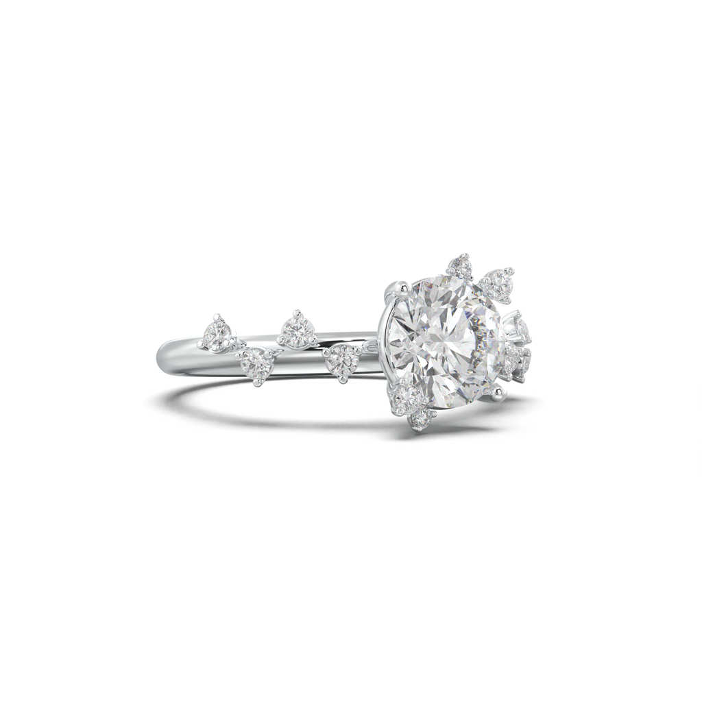 Round Botanical Accent Engagement Ring