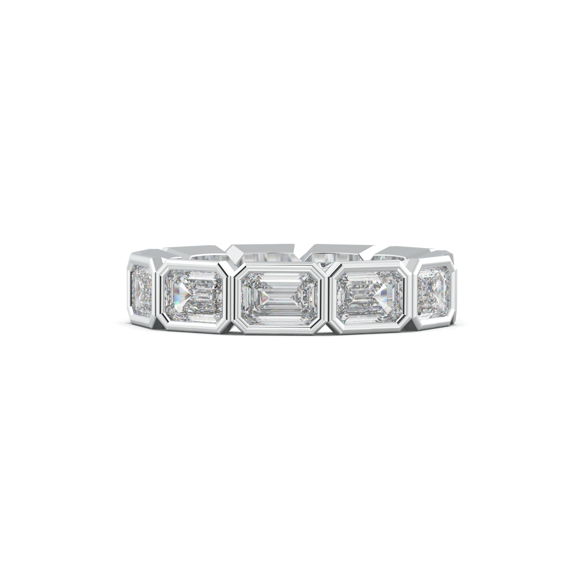 Emerald-Cut Bezel-Style Eternity Wedding Band