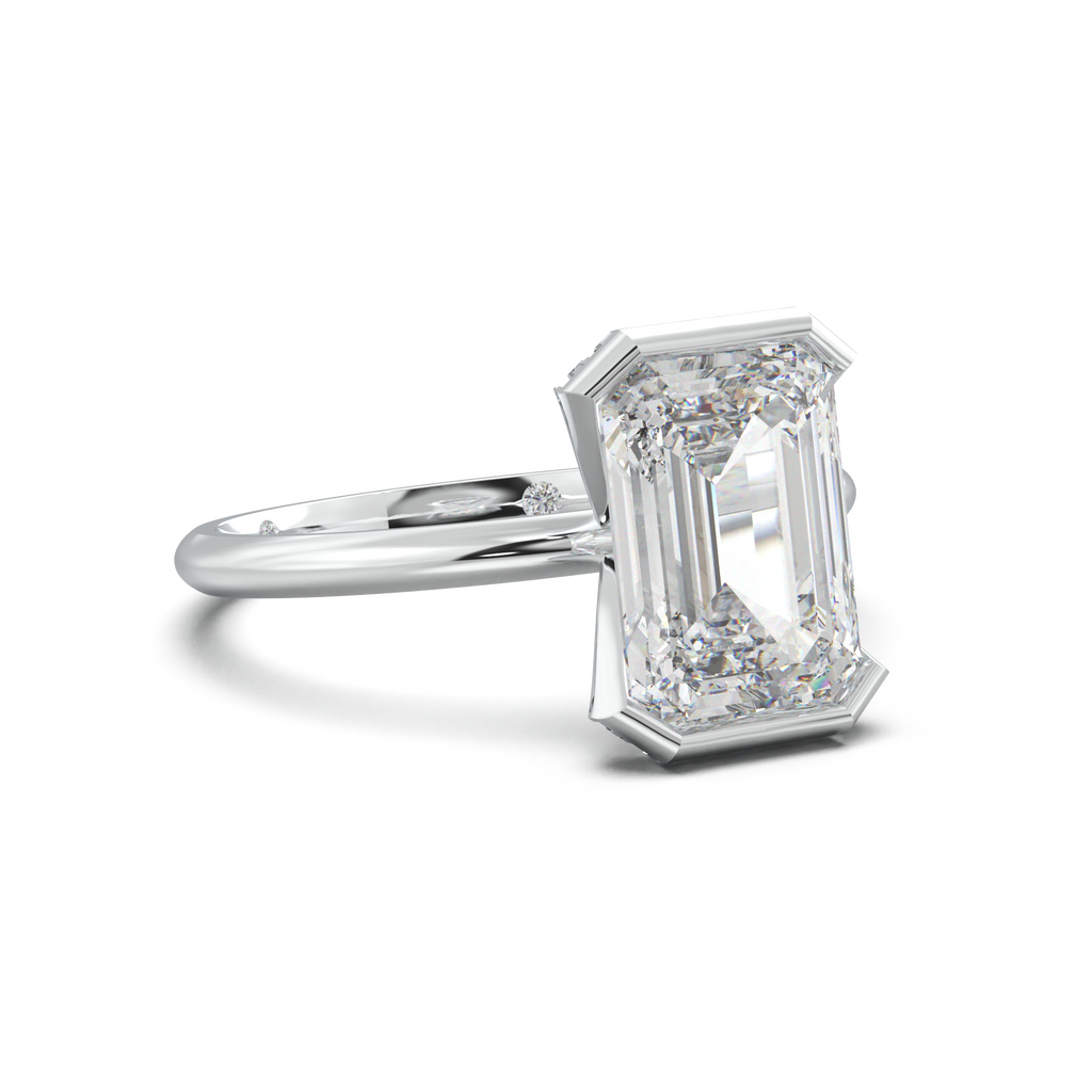 Emerald Hidden Halo Engagement Ring