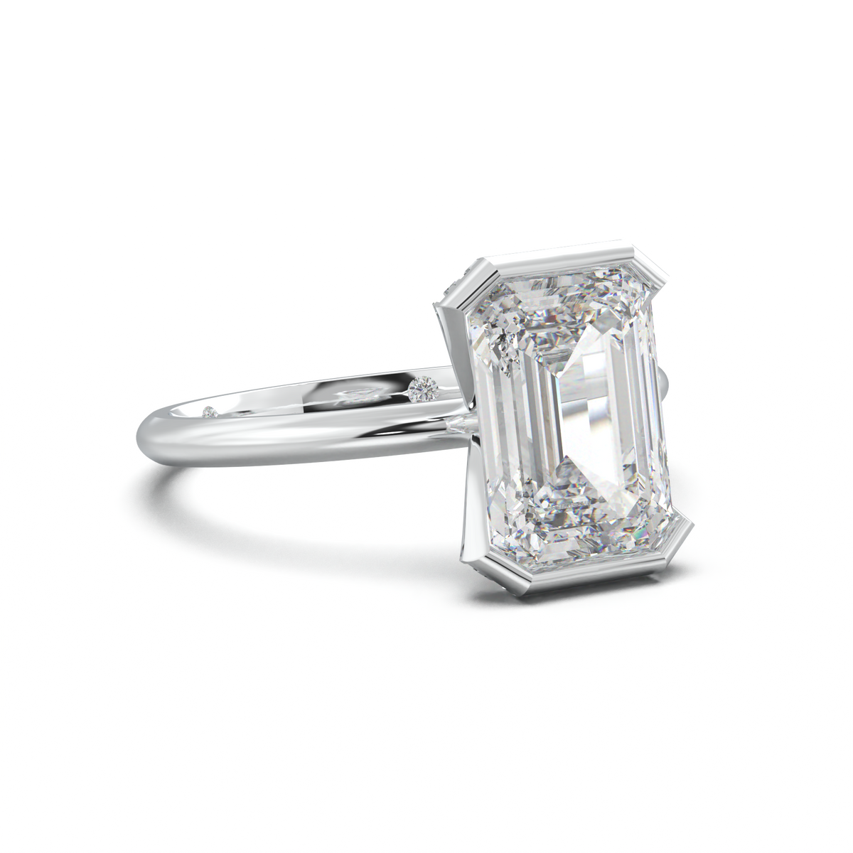 Emerald Hidden Halo Engagement Ring