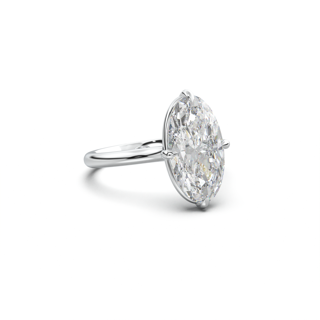 Elongated Moval Solitaire Engagement Ring