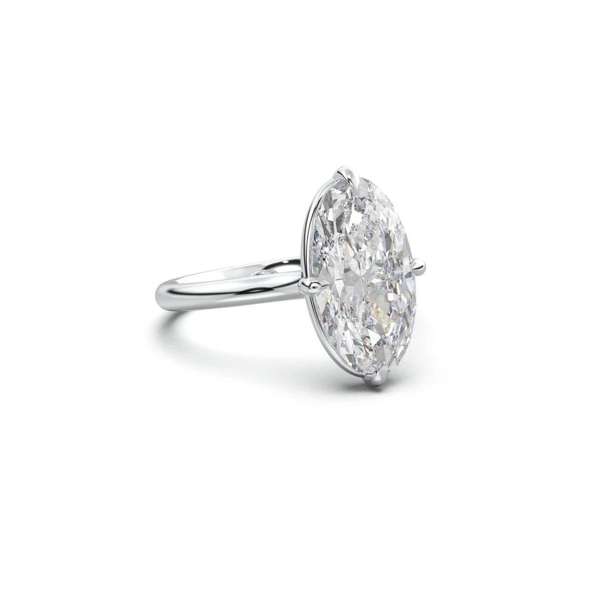 Elongated Moval Solitaire Engagement Ring