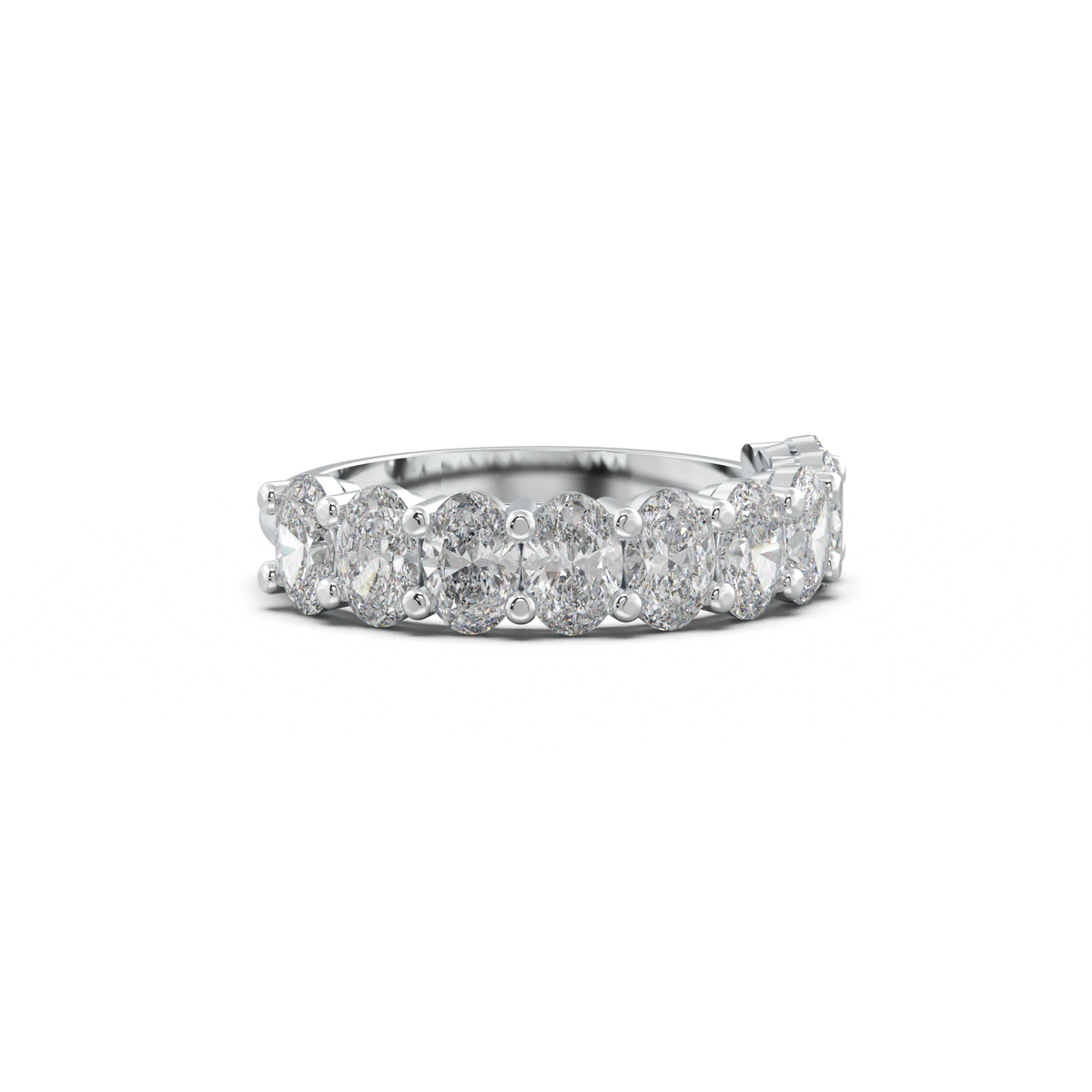 Nine-Oval Half-Eternity Wedding Band