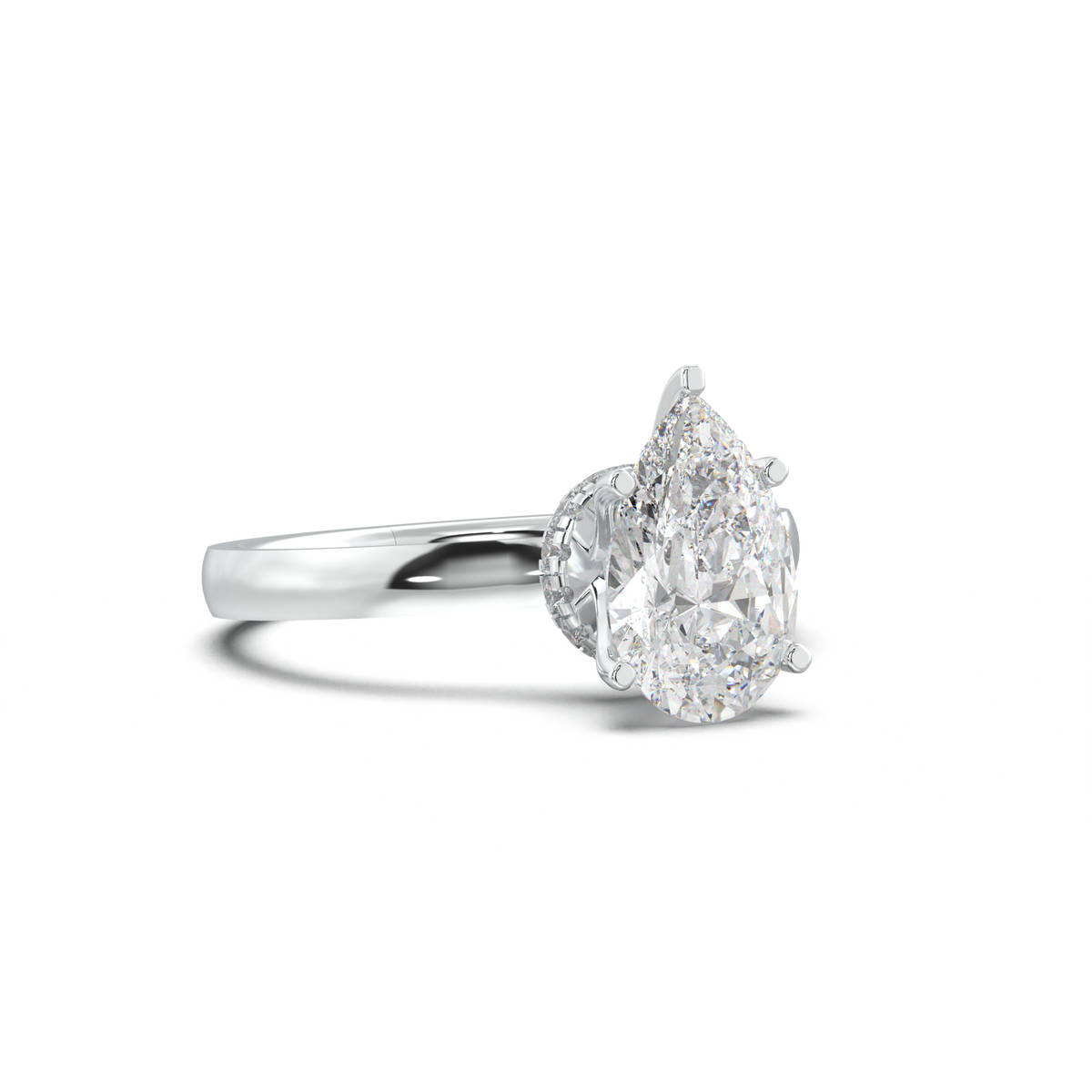 Cushion Hidden Pavé Engagement Ring