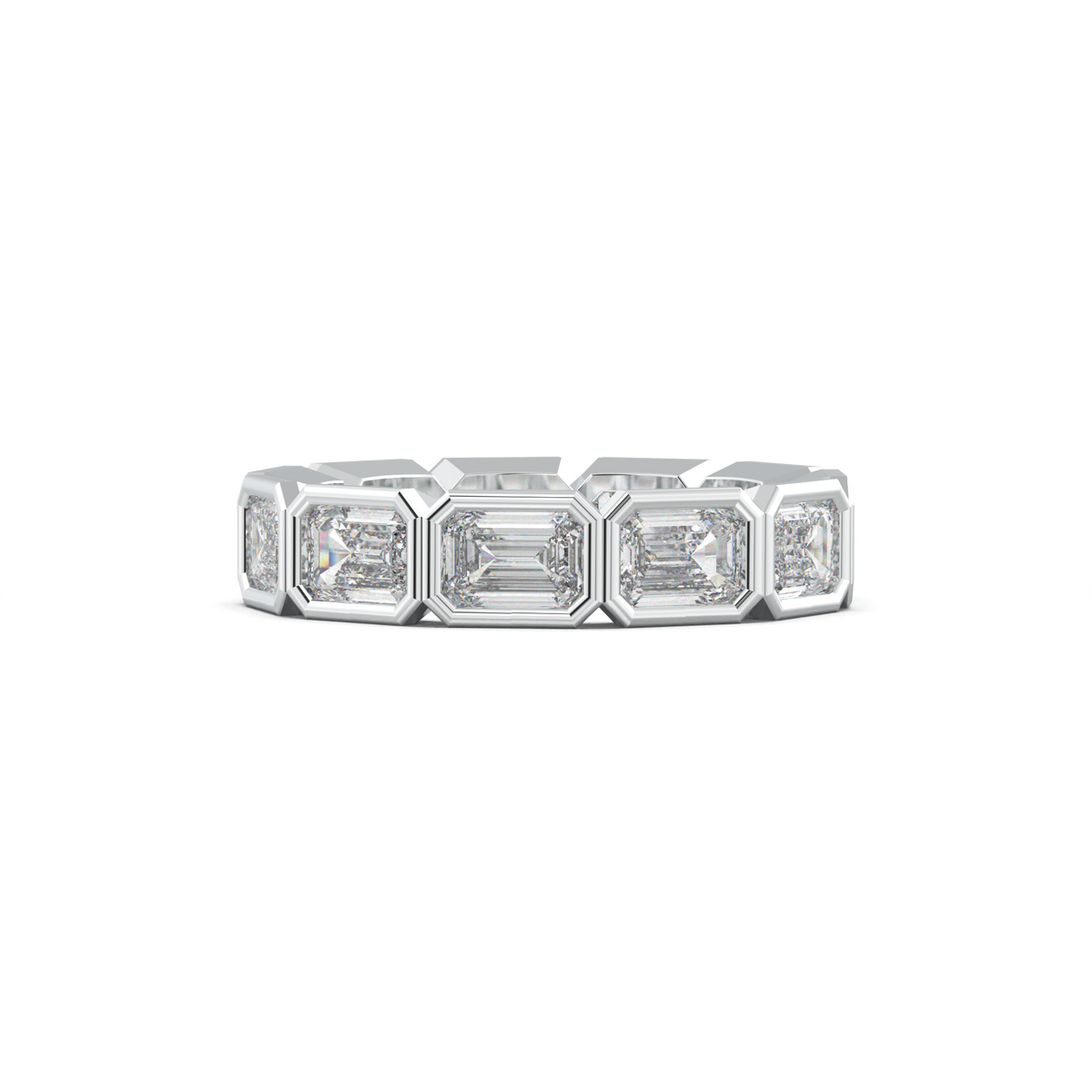 Emerald-Cut Bezel-Style Eternity Wedding Band