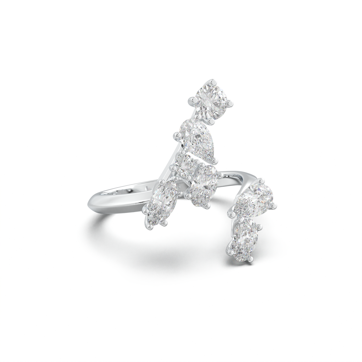 Asymmetric Mixed-Shape Diamond & Peridot Ring