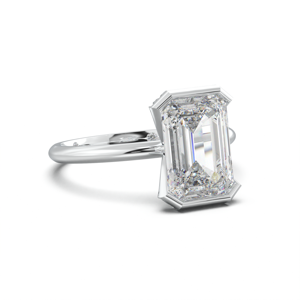 Emerald Hidden Halo Engagement Ring
