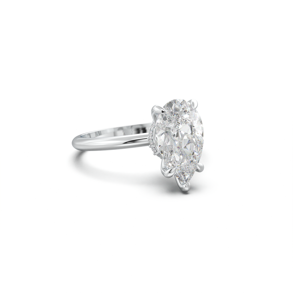 Pear Hidden Halo Engagement Ring
