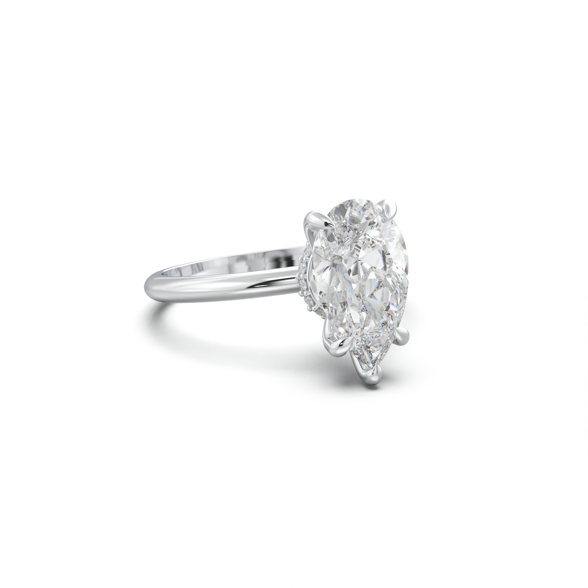 Pear Hidden Halo Engagement Ring