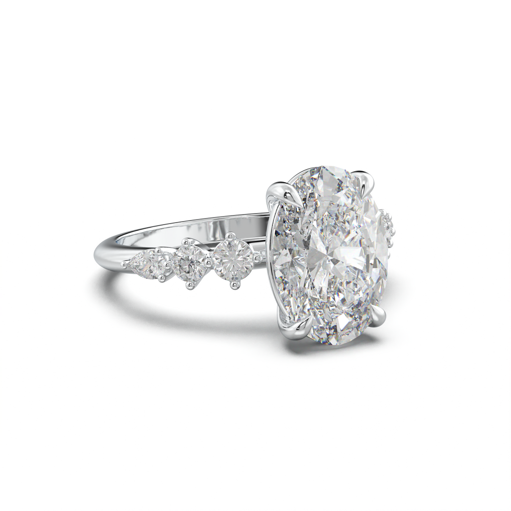 Oval Pear-Accent Engagement Ring