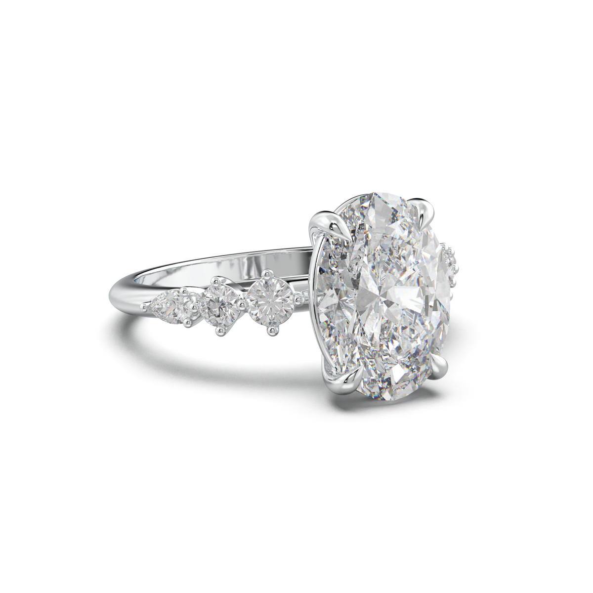 Oval Pear-Accent Engagement Ring