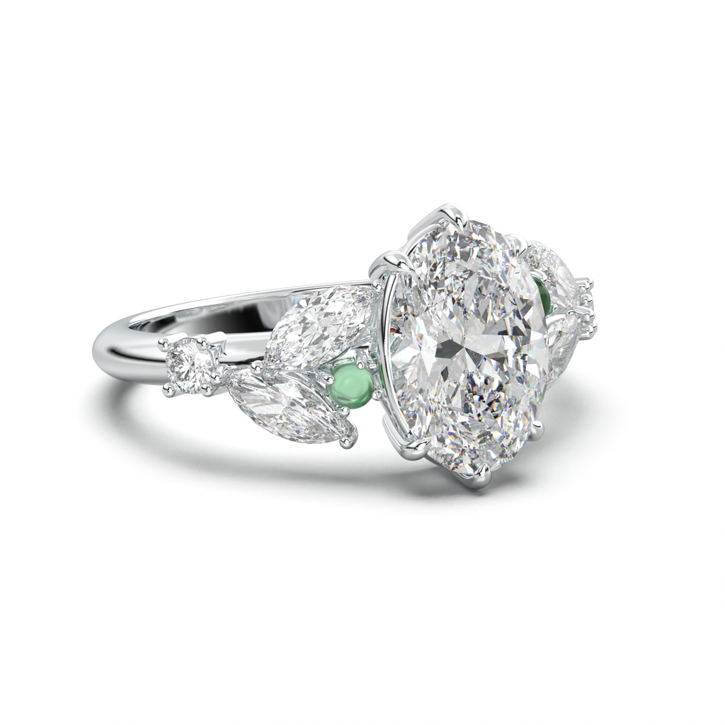 Oval Marquise-Accent Engagement Ring