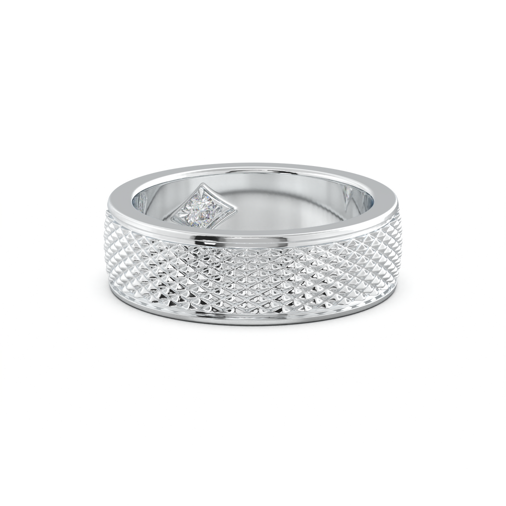Diamond-Cut Textured Men's Wedding Band