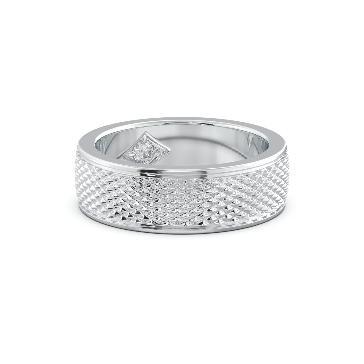 Diamond-Cut Textured Men's Wedding Band