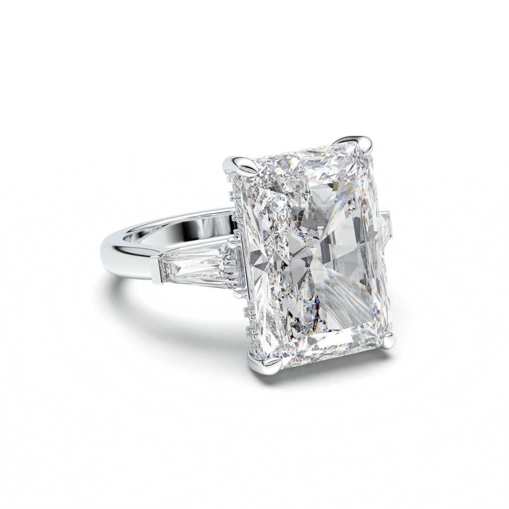 Radiant Baguette Hidden Halo Engagement Ring