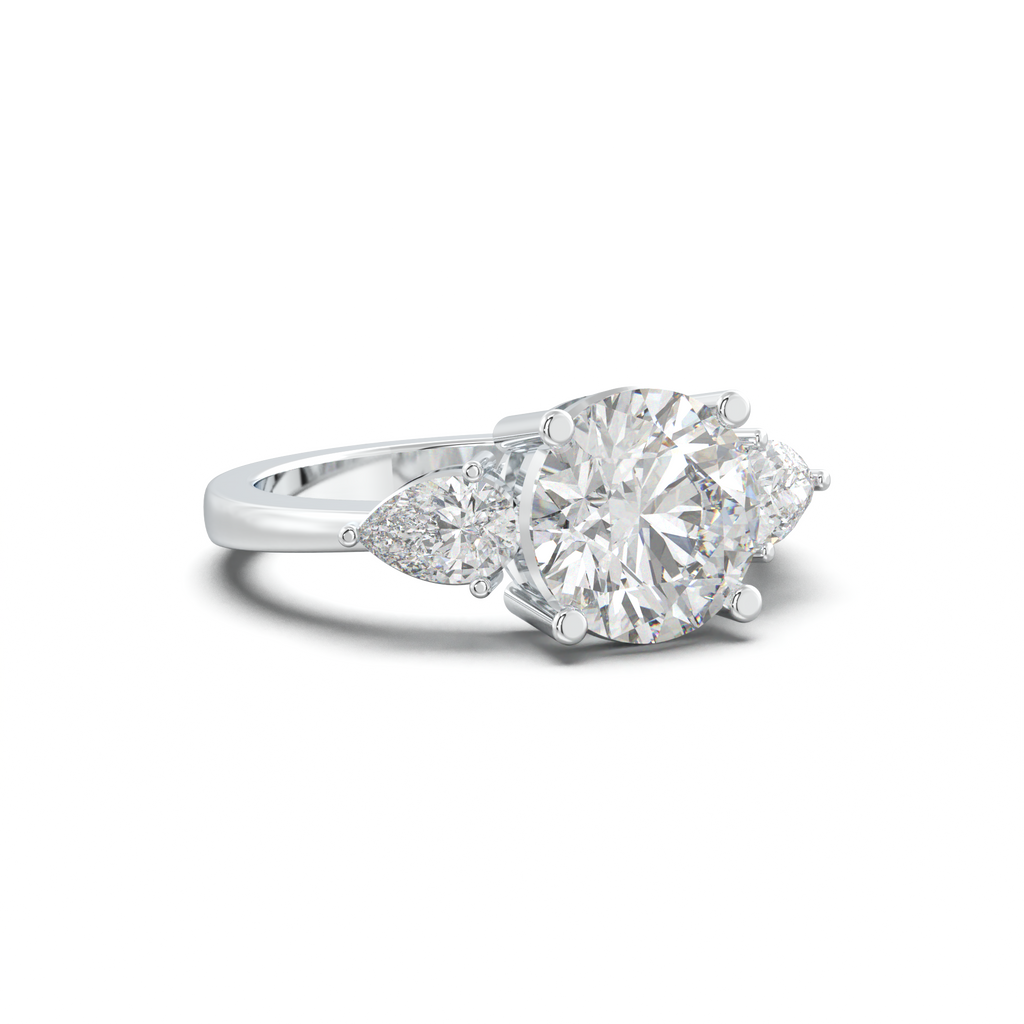 Round Pear Three-Stone Engagement Ring