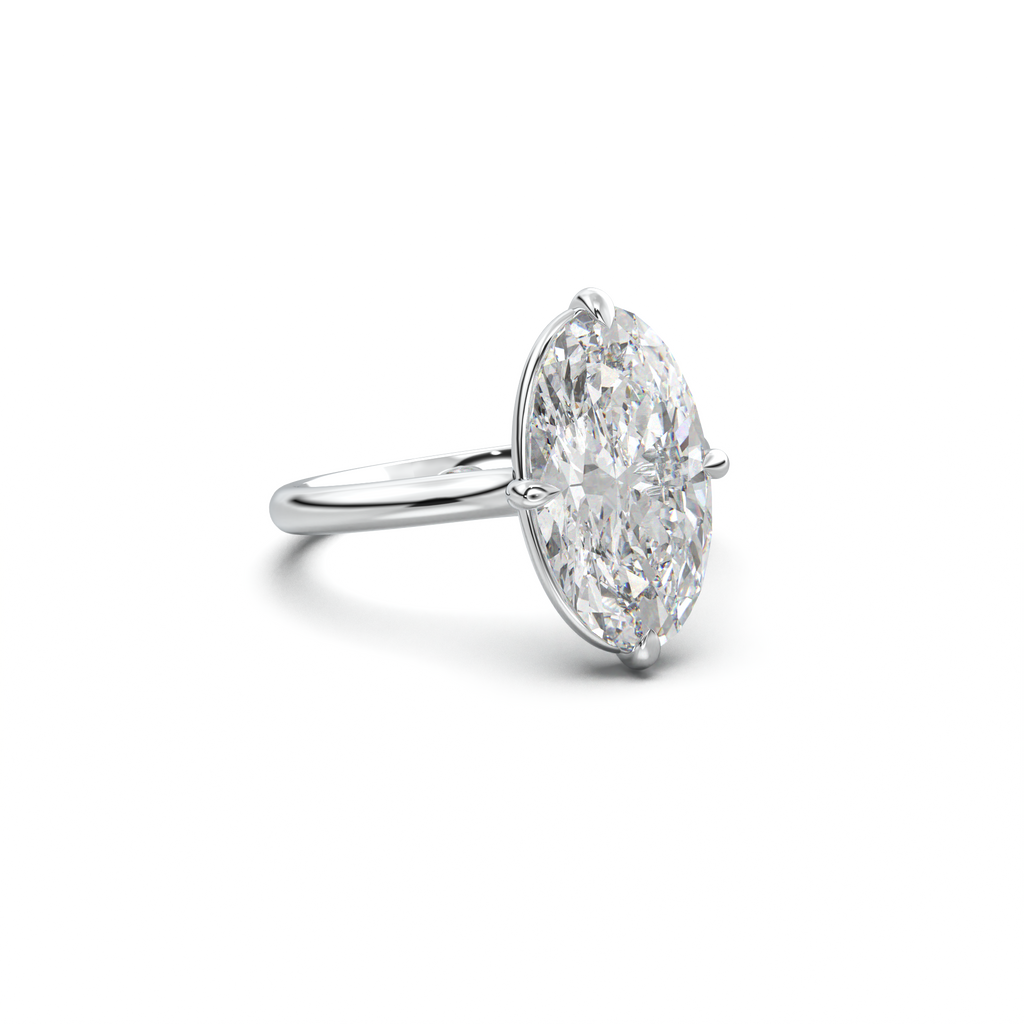 Elongated Moval Solitaire Engagement Ring