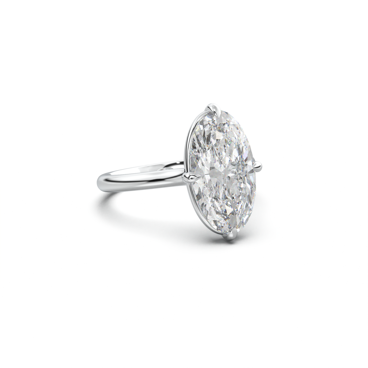 Elongated Moval Solitaire Engagement Ring