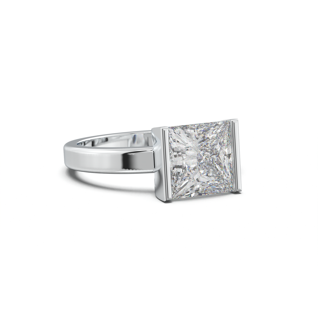 Princess Half-Bezel Engagement Ring