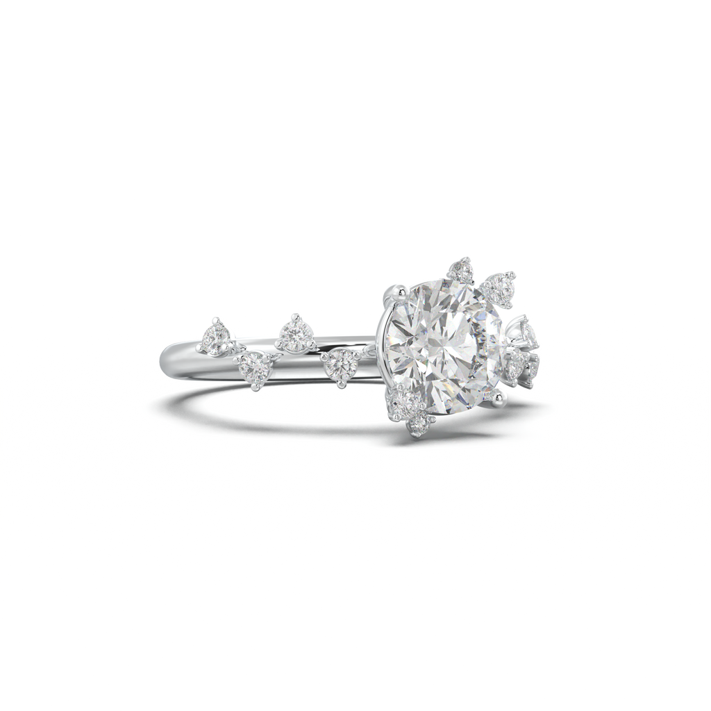 Round Botanical Accent Engagement Ring