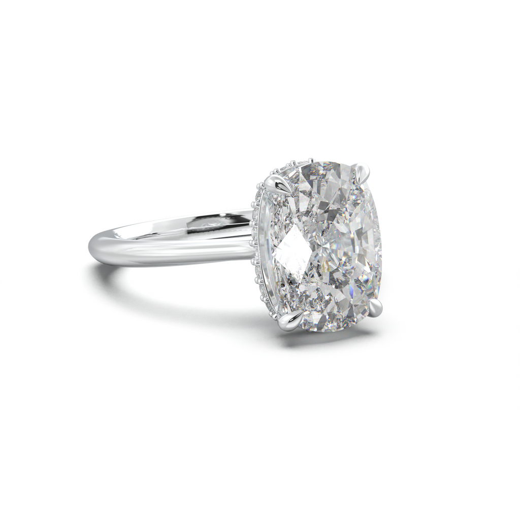 Cushion Hidden Halo Engagement Ring