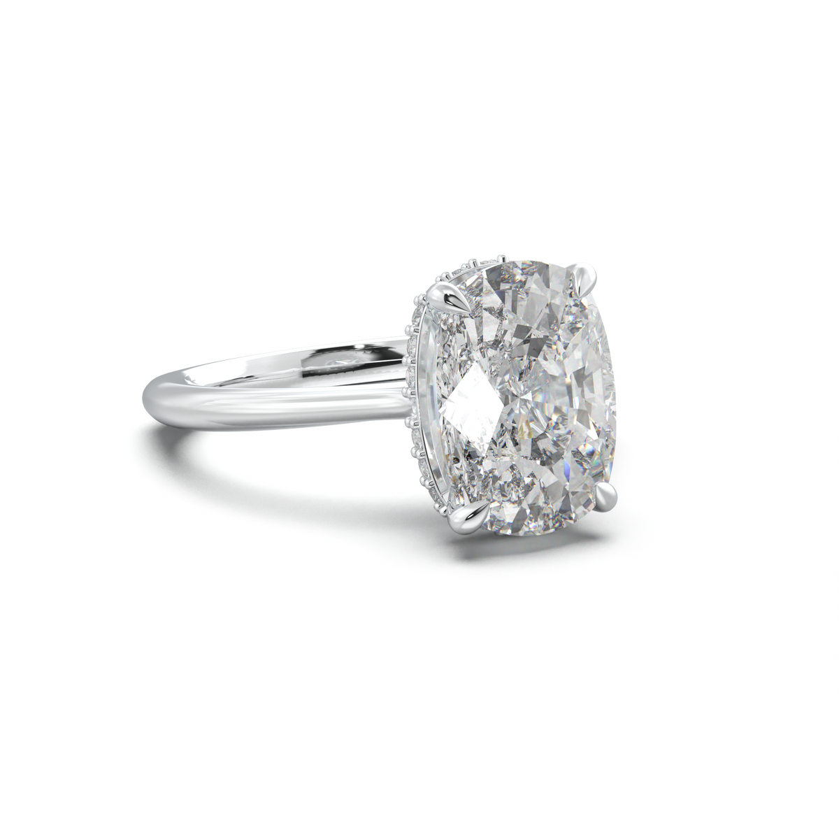 Cushion Hidden Halo Engagement Ring
