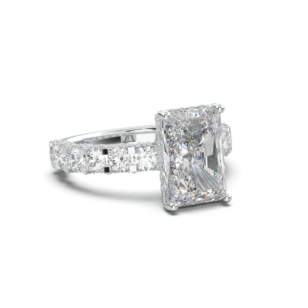 Radiant Diamond Band Engagement Ring