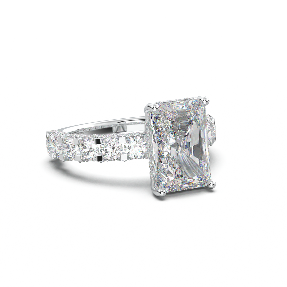Radiant Diamond Band Engagement Ring