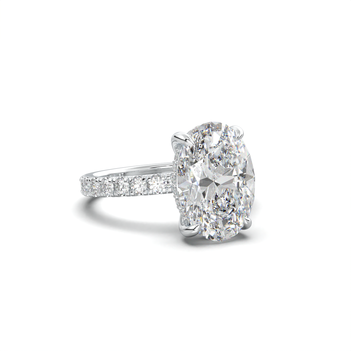 Oval Pavé Hidden Halo Engagement Ring