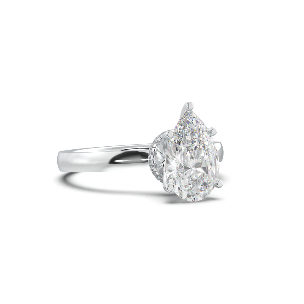 Pear Hidden Halo Engagement Ring