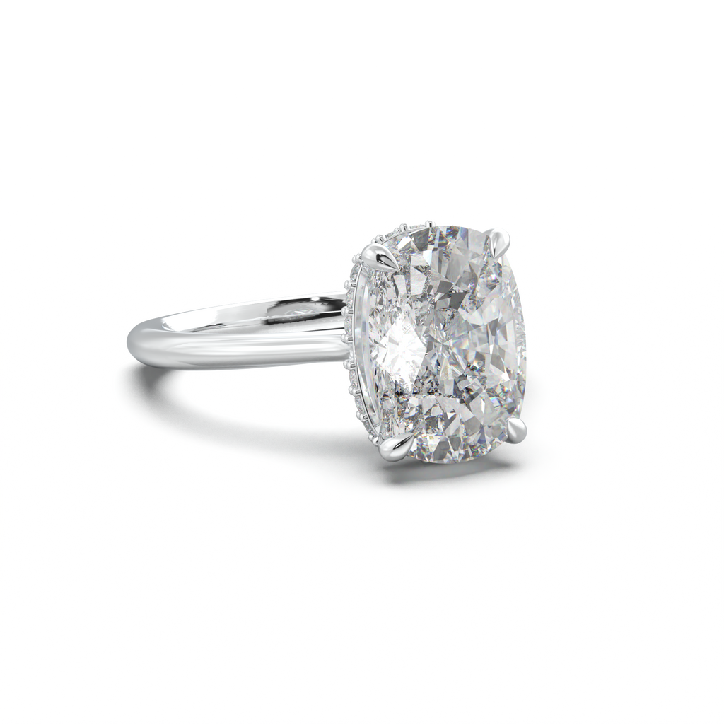 Cushion Hidden Halo Engagement Ring
