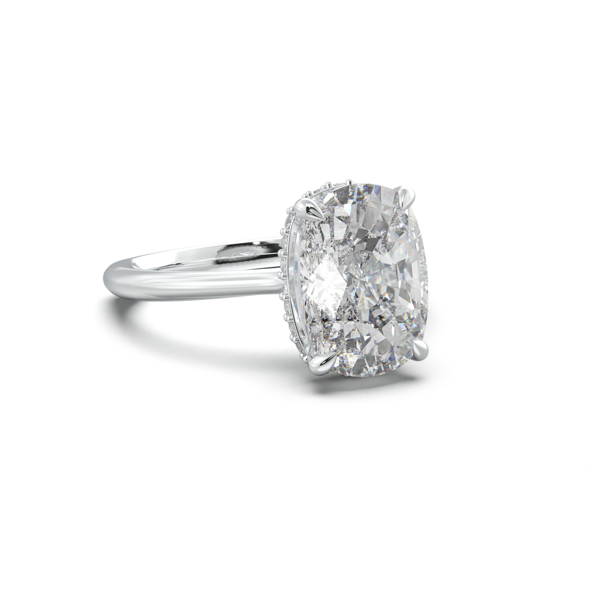 Cushion Hidden Halo Engagement Ring