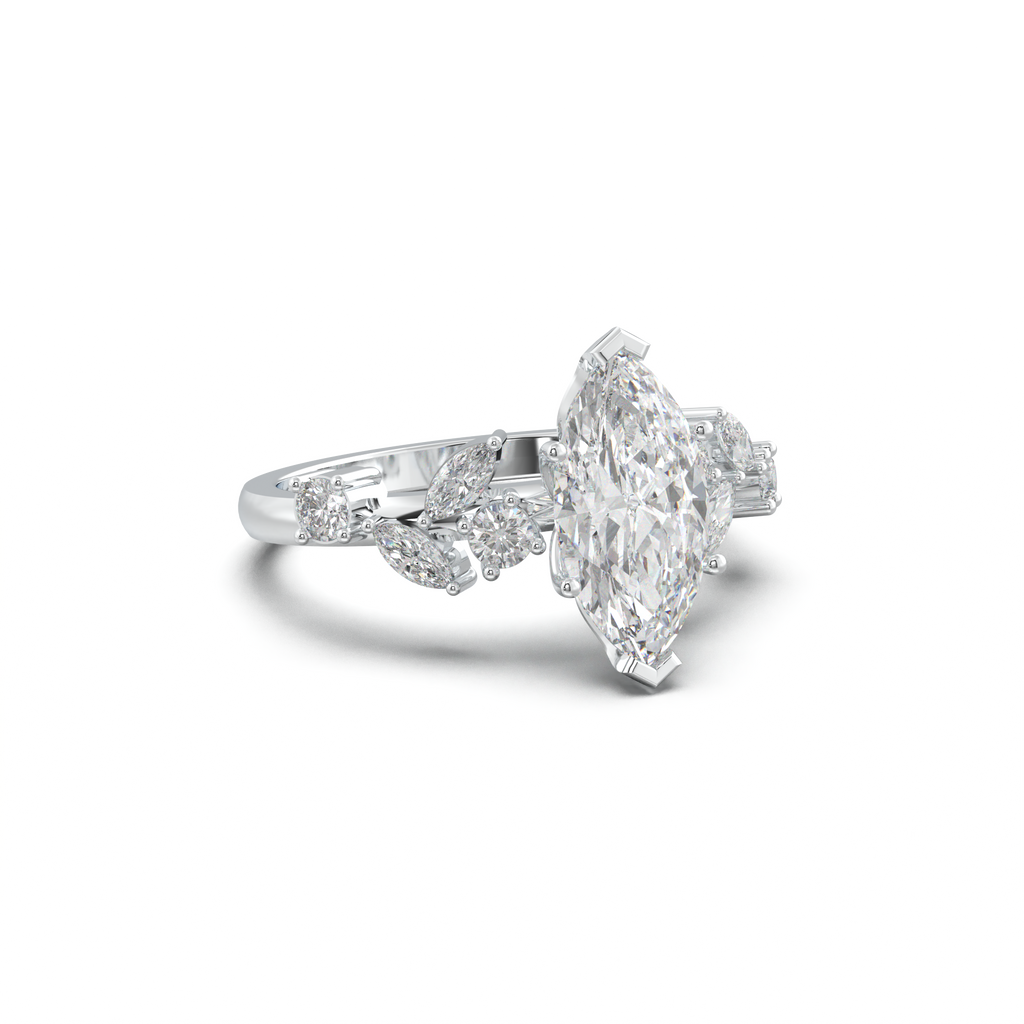 Marquise Mixed Side-Stone Engagement Ring