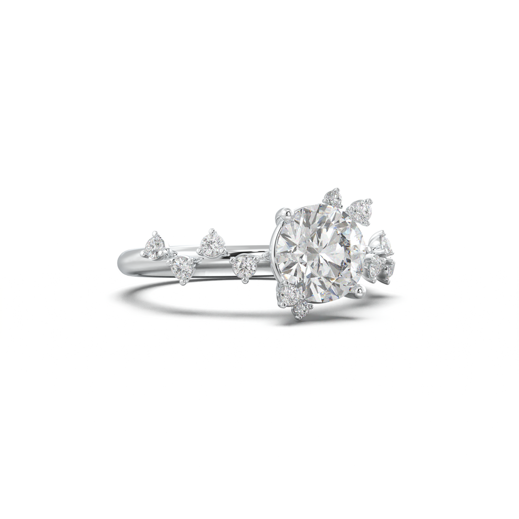 Round Botanical Accent Engagement Ring