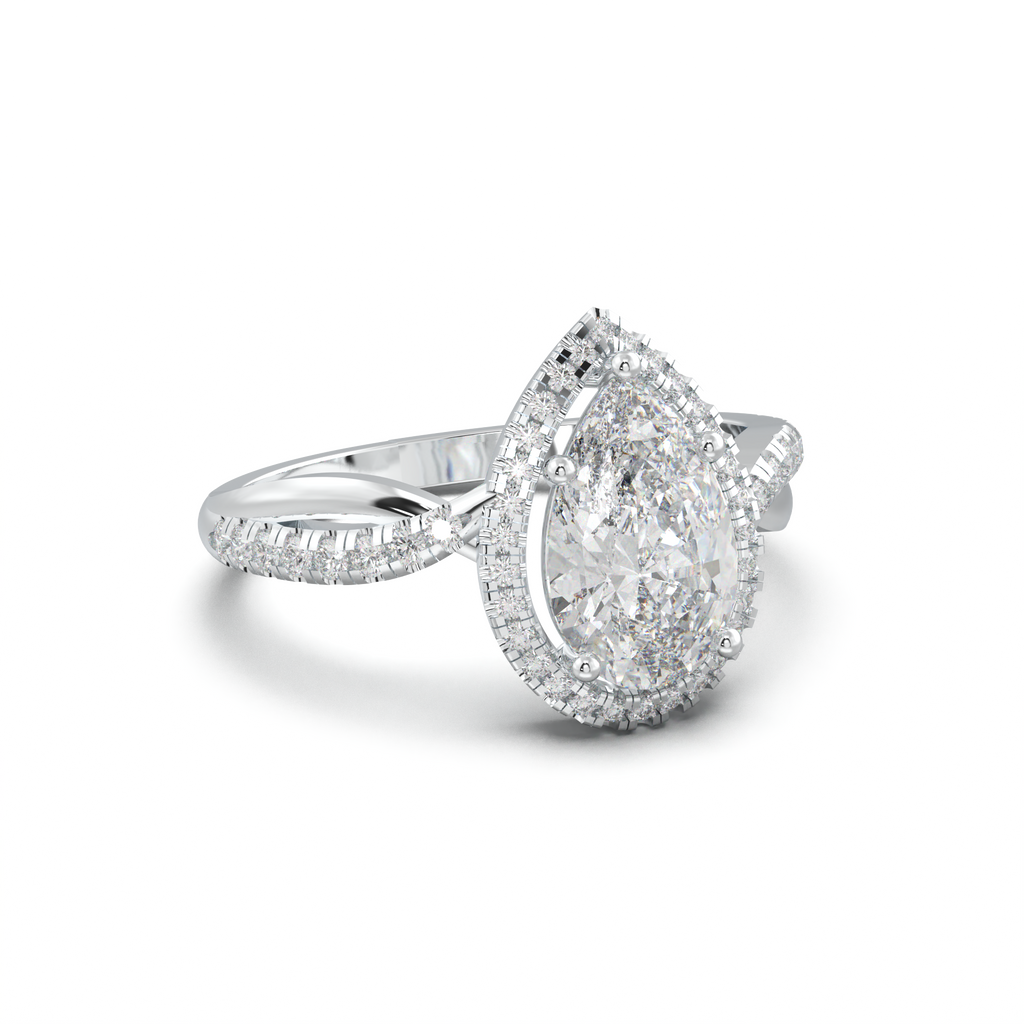 Pear Halo Twisted Pavé Engagement Ring