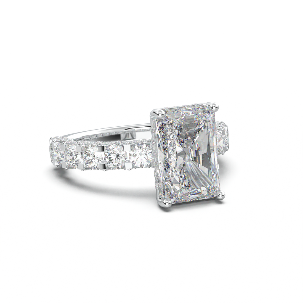 Radiant Diamond Band Engagement Ring