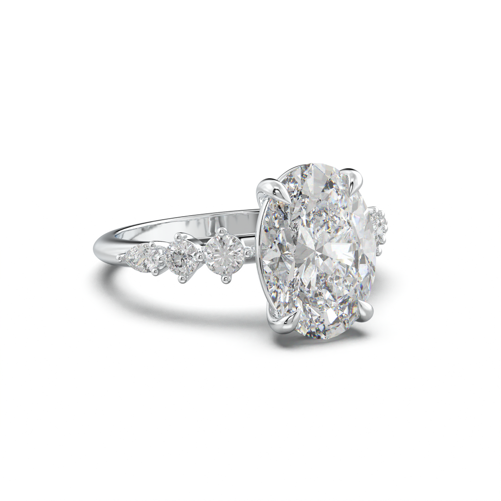 Oval Pear-Accent Engagement Ring