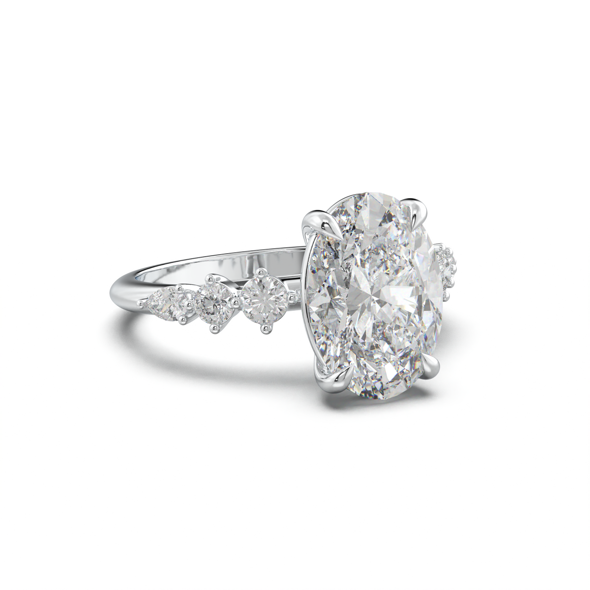 Oval Pear-Accent Engagement Ring