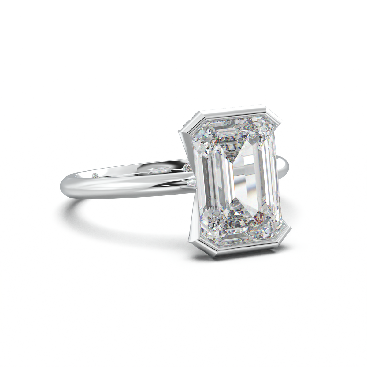 Emerald Hidden Halo Engagement Ring