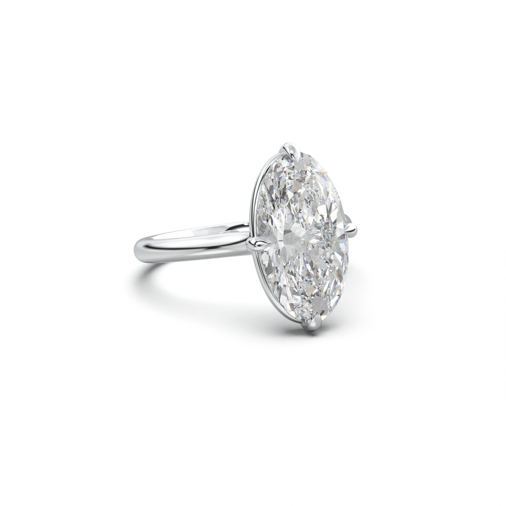 Elongated Moval Solitaire Engagement Ring
