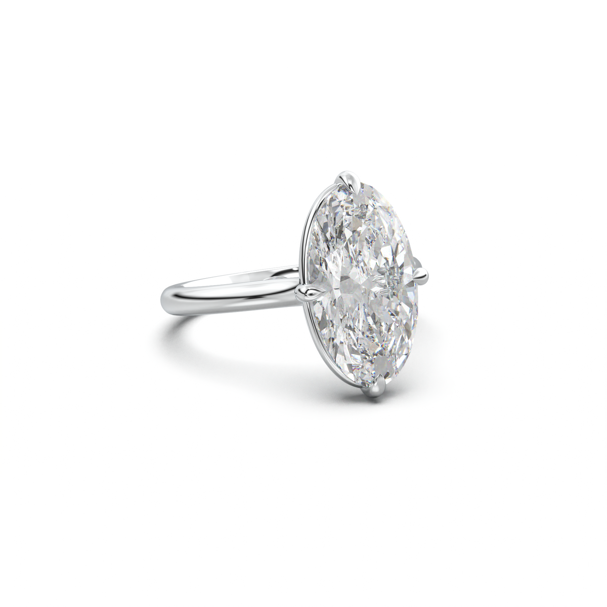 Elongated Moval Solitaire Engagement Ring